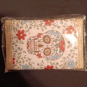 New White Sugar Skull Trifold Wallet